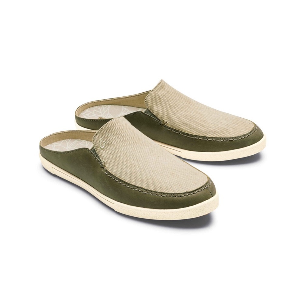 Olukai Huaka Shoe Womens Size 5 Canvas/Leather Slip-on Comfort Mule